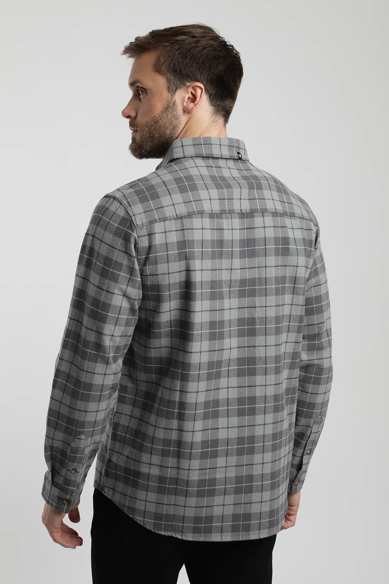 Camisa manga larga Print Franela gris - Algodón orgánico