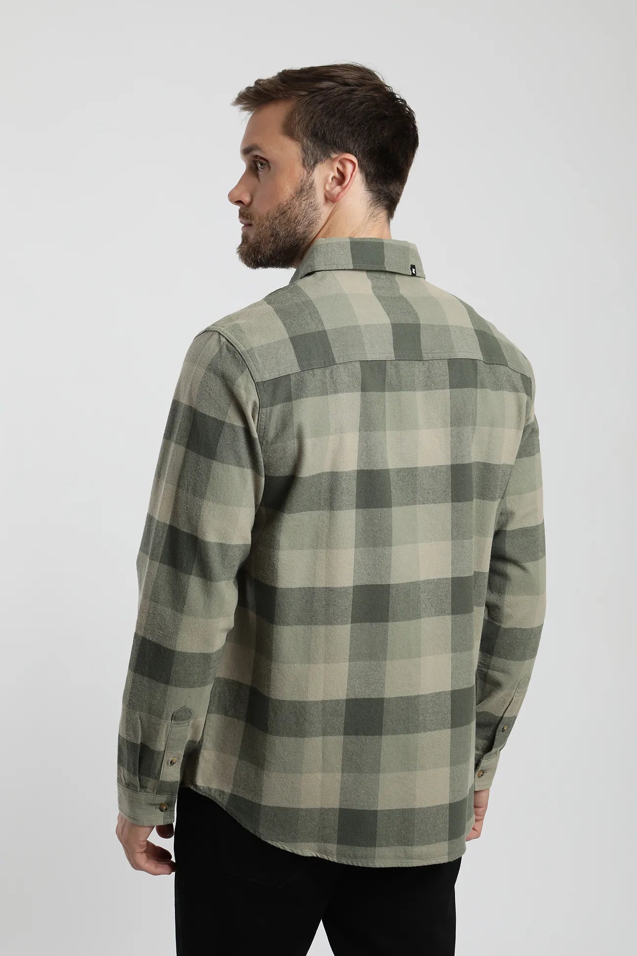 Camisa manga larga Print Franela verde - Algodón orgánico