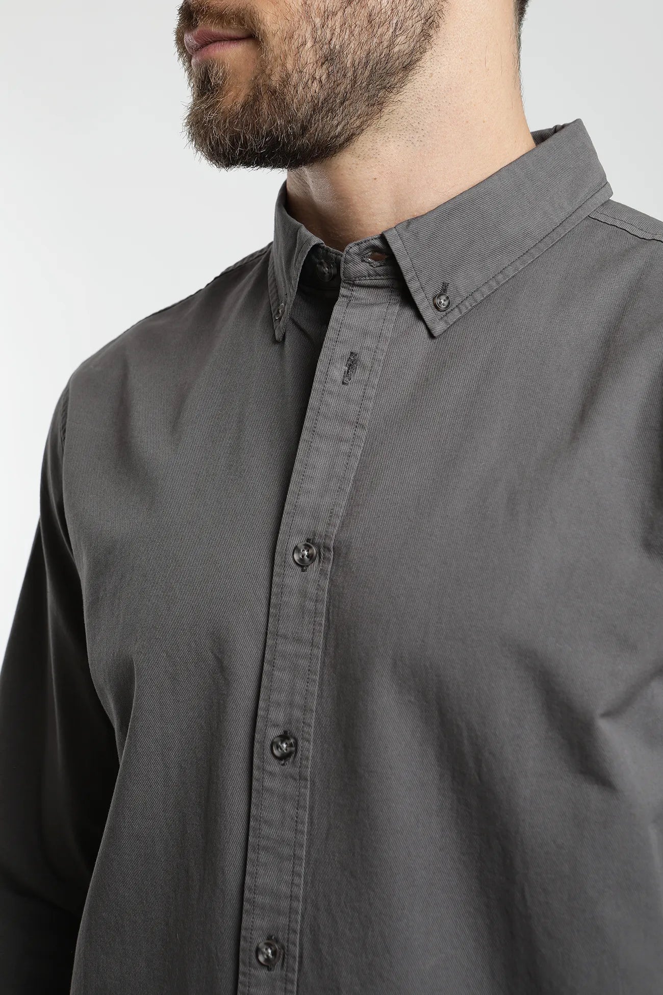 Camisa manga larga Sarga grafito - Algodón orgánico