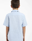 Camisa manga corta kids classic celeste - Lino y algodón orgánico