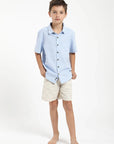 Camisa manga corta kids classic celeste - Lino y algodón orgánico