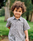 Camisa manga corta kids Palmeras olivo - Lino y algodón orgánico