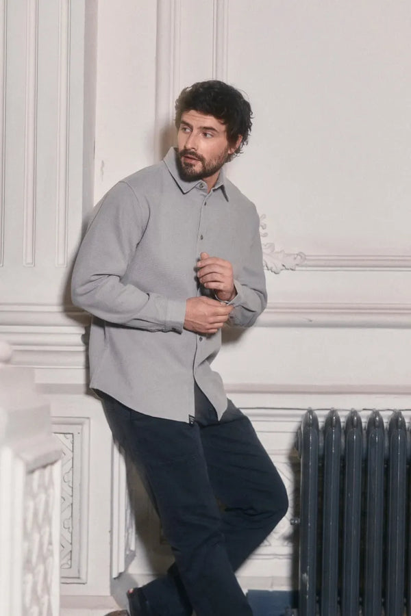 Camisa manga larga Waffle gris
