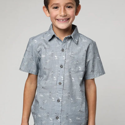 Camisa manga corta kids Aloha celeste - Algodón orgánico.