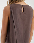 Blusa mujer Caulle café - Lino