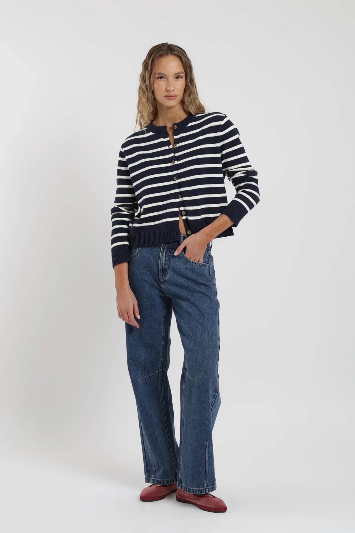 Chaleco mujer Natal rayas azul Froens