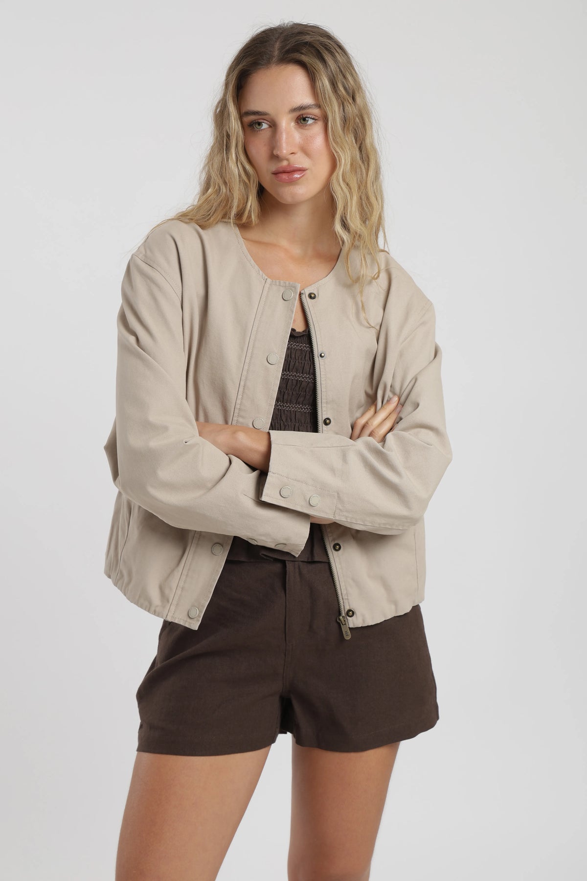 Chaqueta mujer bianca beige Froens