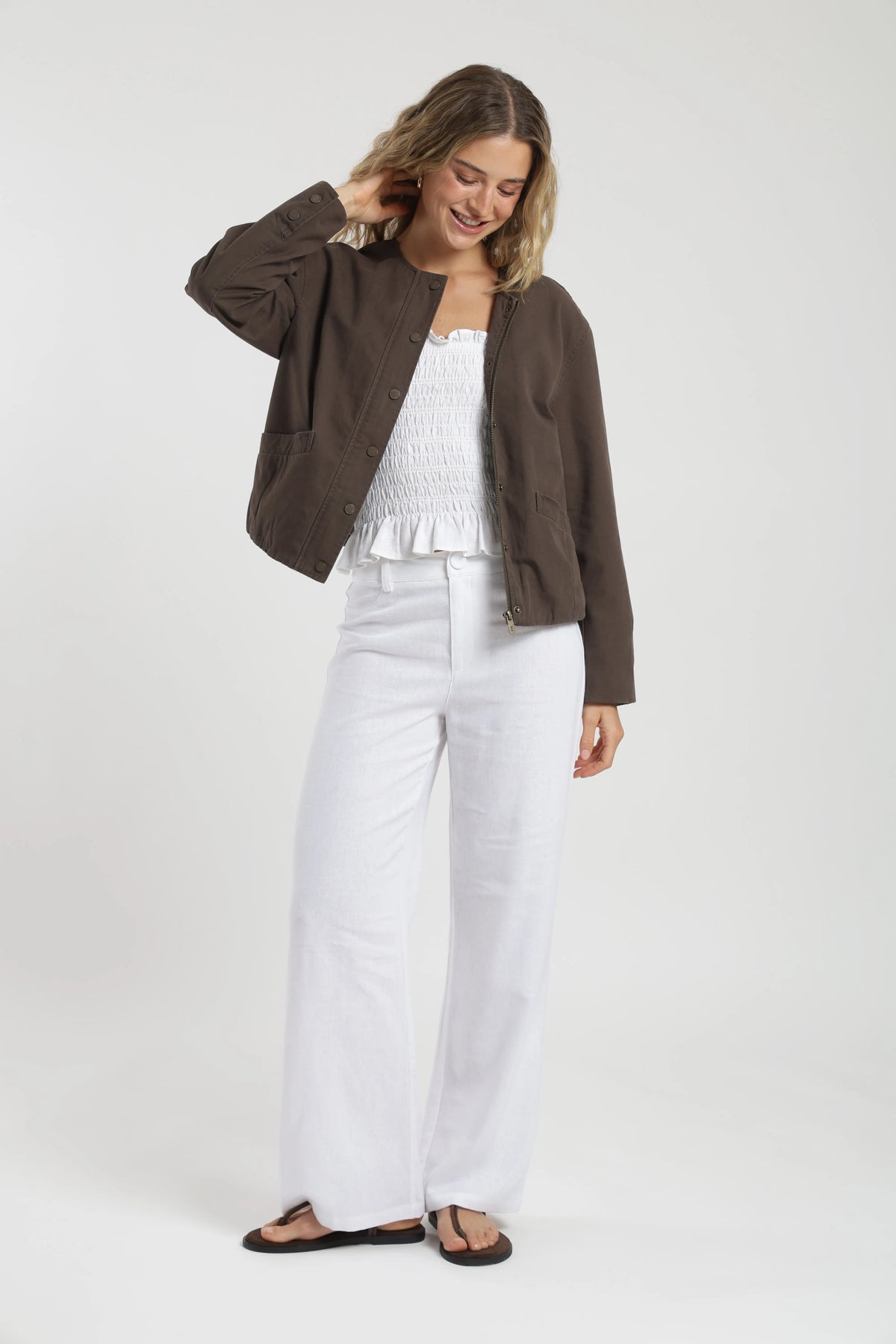 Chaqueta mujer bianca café Froens
