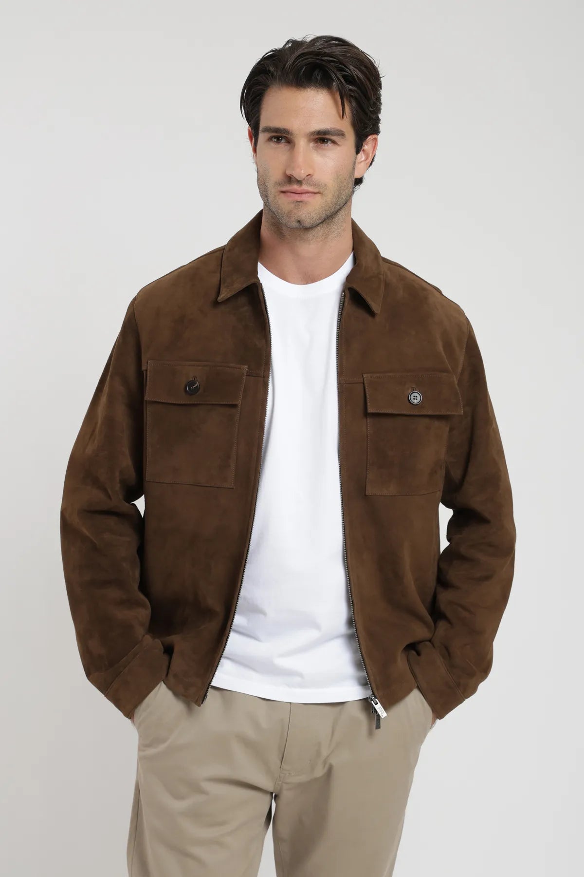 Chaqueta hombre Gamuza café - Frøens