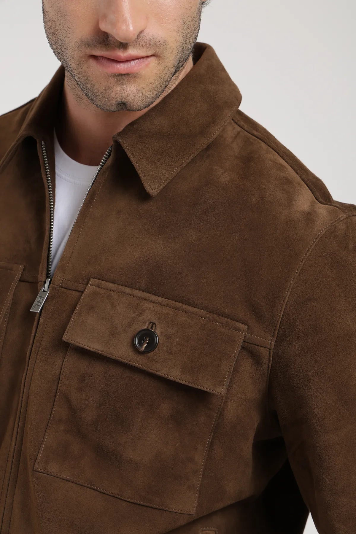 Chaqueta hombre Gamuza café - Frøens