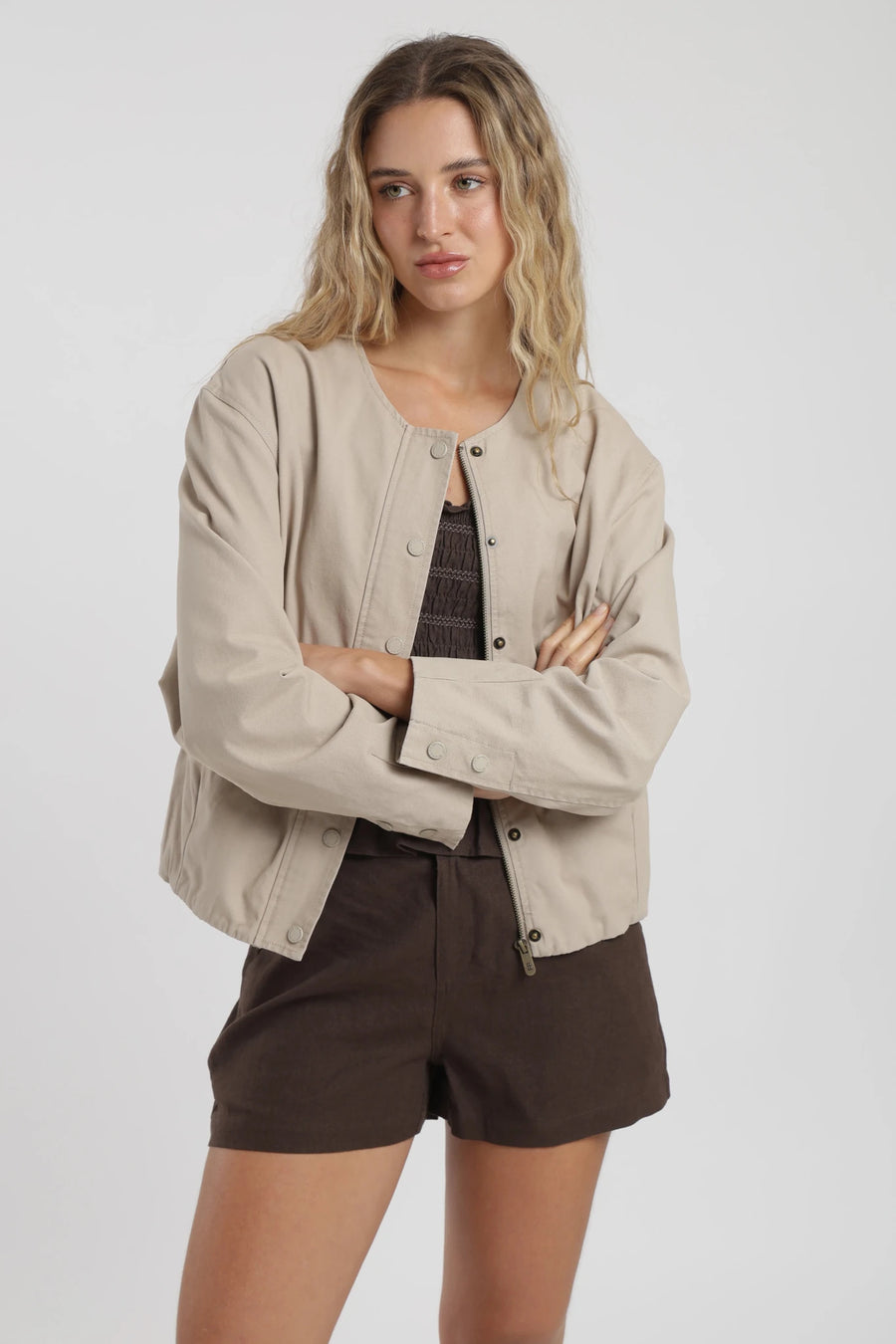 Chaqueta mujer bianca beige Froens