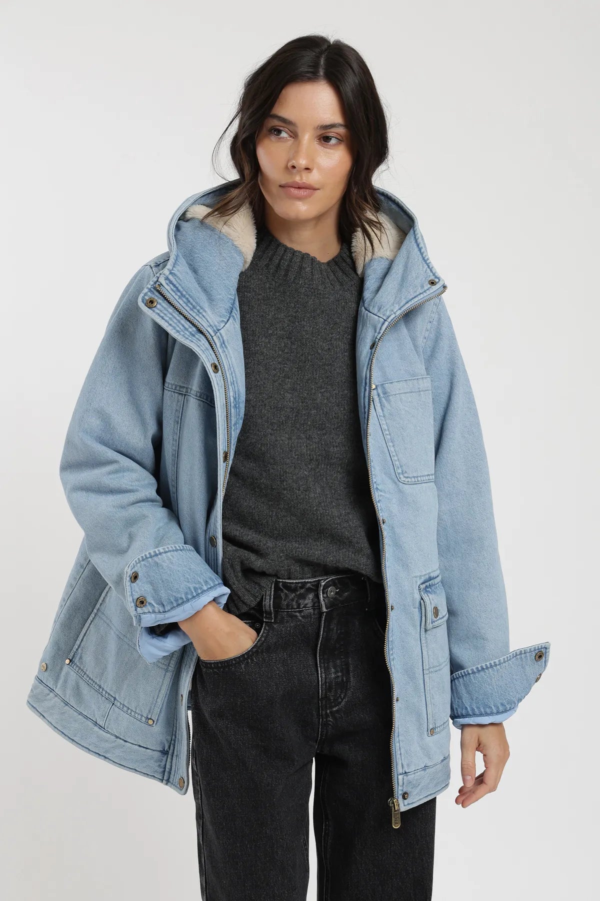 Chaqueta mujer Niebla azul - Algodón orgánico - Frøens