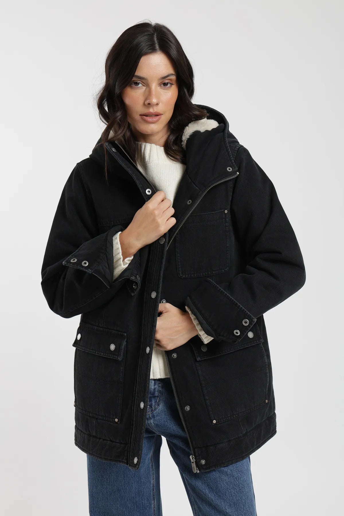 Chaqueta mujer Niebla negro - Algodón orgánico - Frøens
