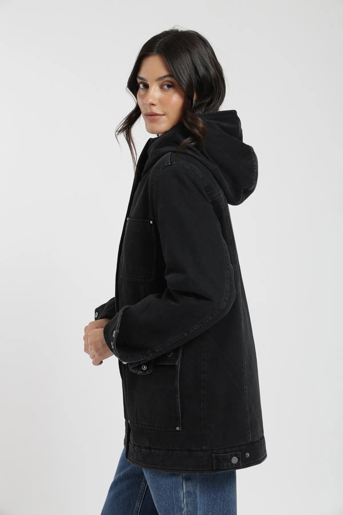 Chaqueta mujer Niebla negro - Algodón orgánico - Frøens