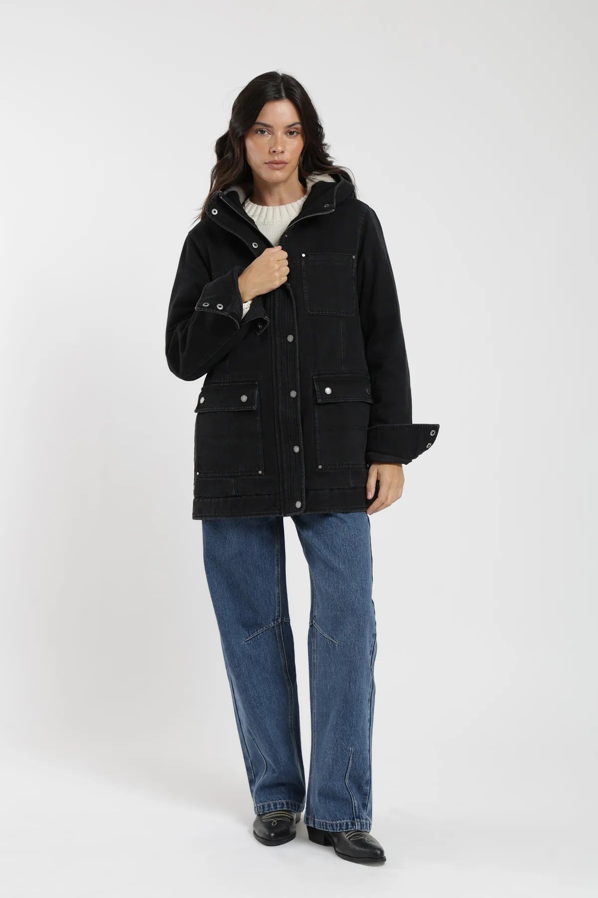 Chaqueta mujer Niebla negro - Algodón orgánico - Frøens