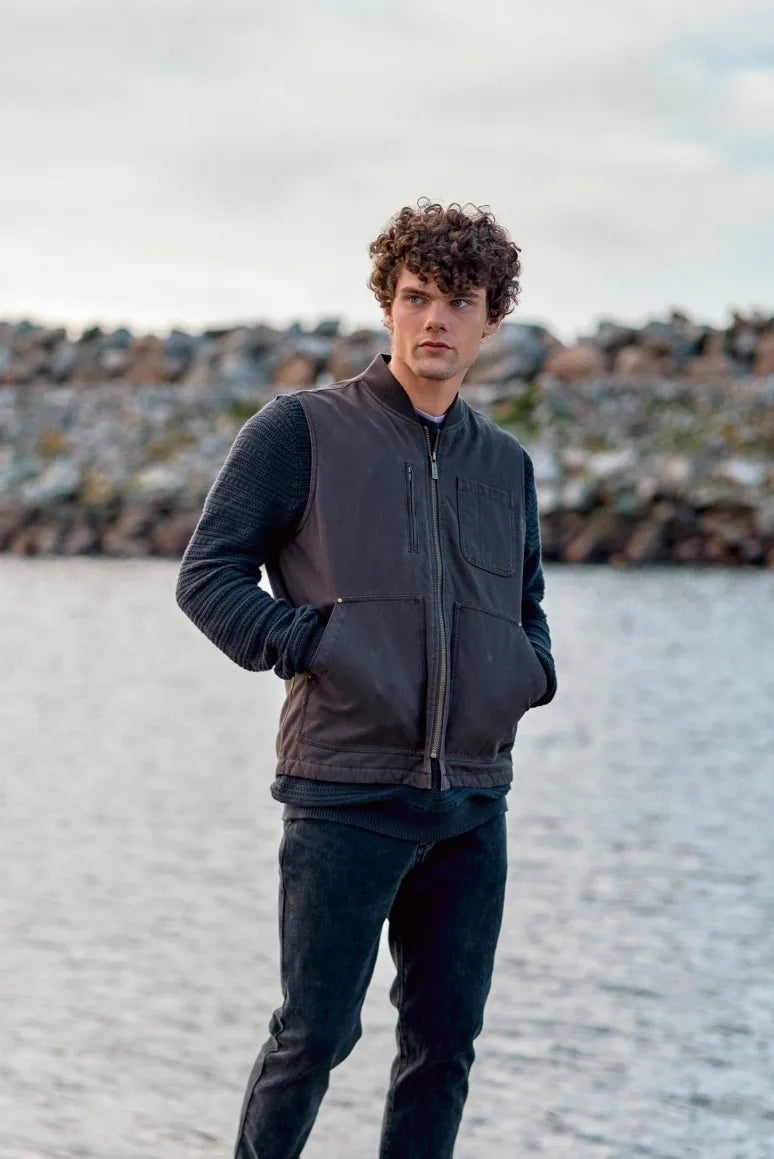 Chaqueta sin mangas hombre Fresno café - Algodón orgánico - Frøens