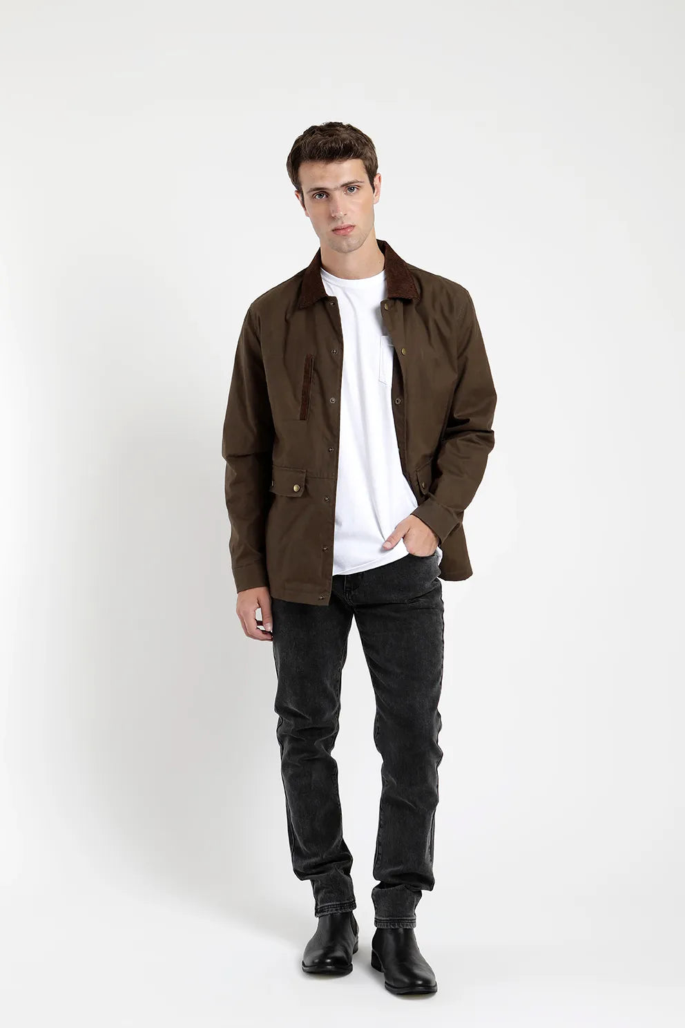 Chaqueta hombre Llanquihue waxed café - Main Image