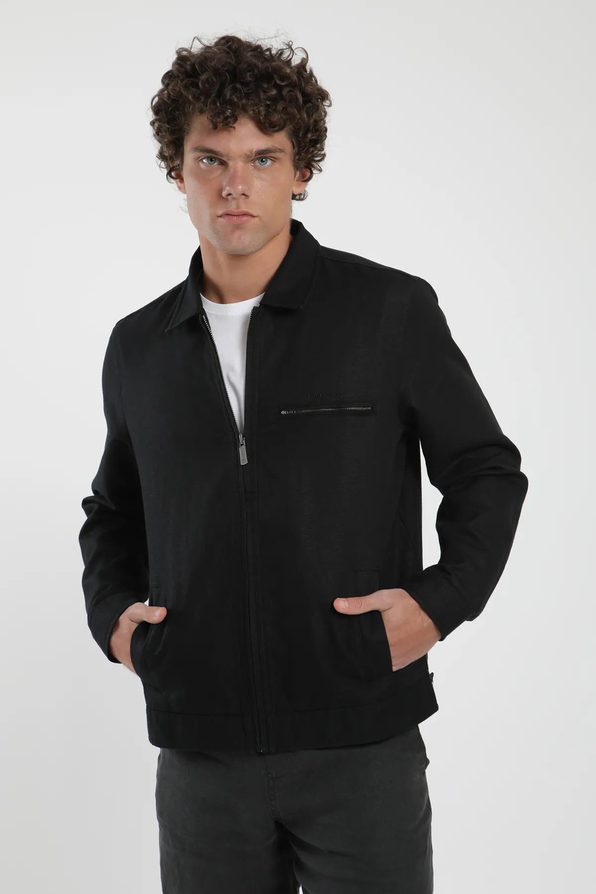 Chaqueta hombre Palma negro - Algodón orgánico y lino - Frøens