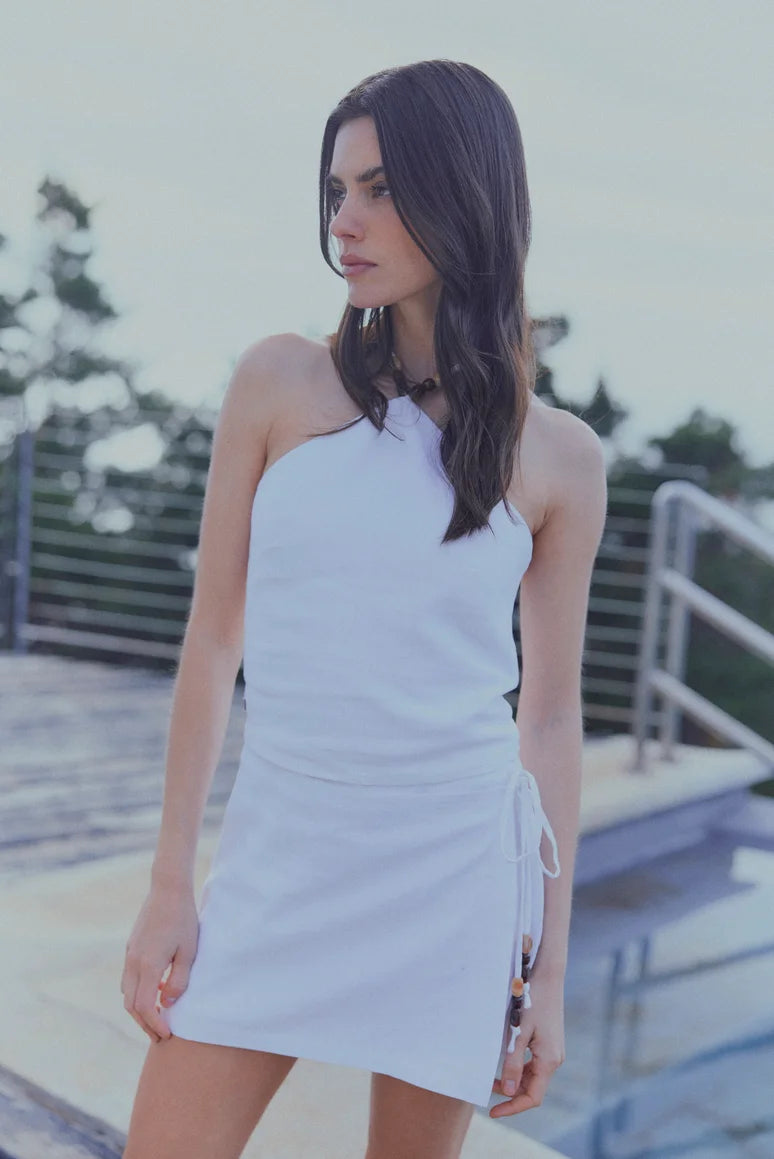 Falda corta mujer amarra blanco Froens