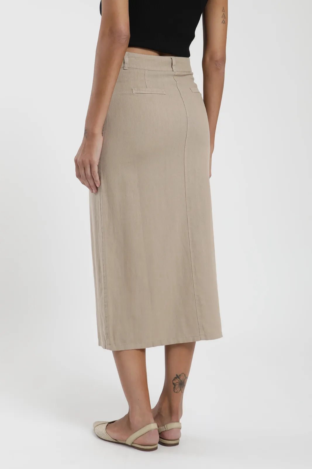 Falda larga Lisa beige - Lino - Frøens