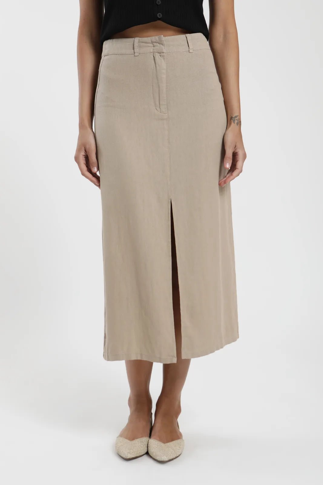 Falda larga Lisa beige - Lino - Frøens