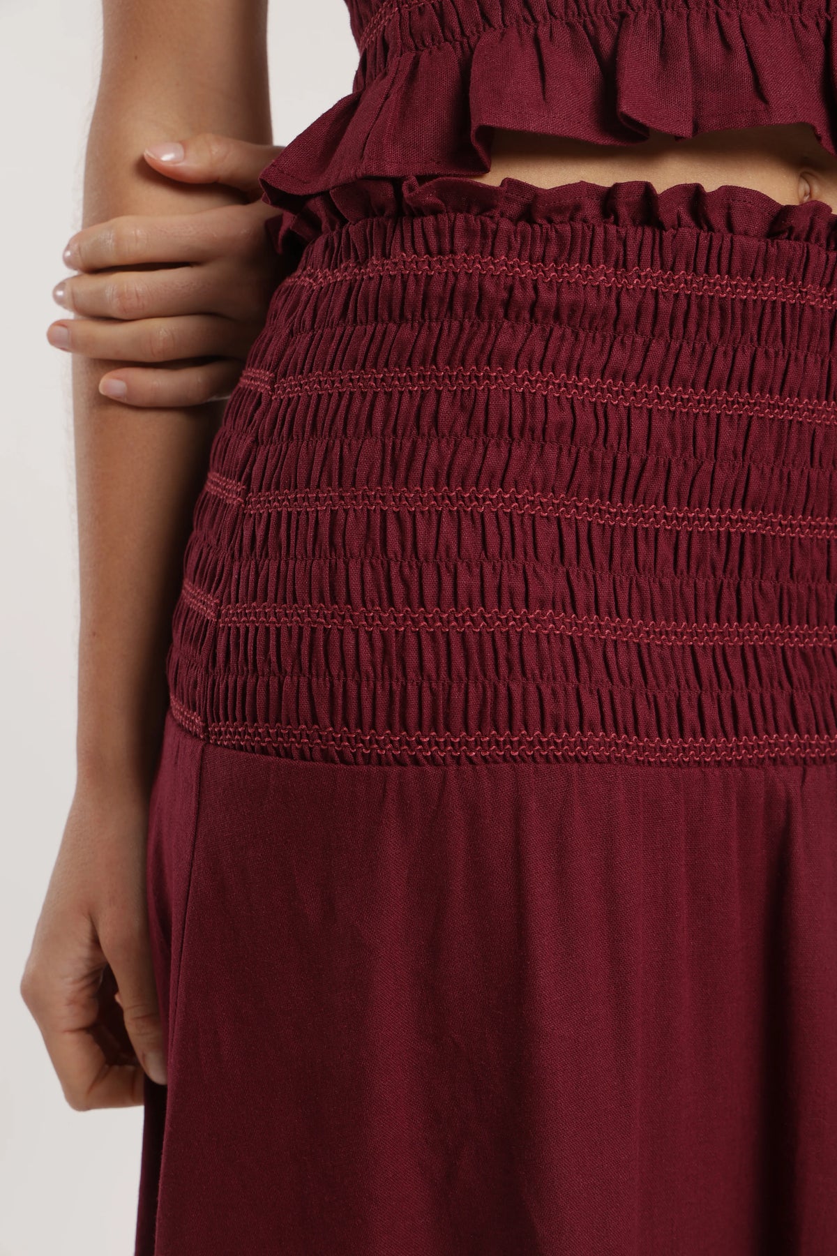 Falda larga mujer smock burdeo Froens