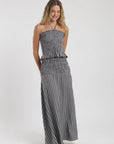 Falda larga mujer smock stripes café Froens