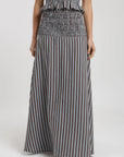 Falda larga mujer smock stripes café Froens