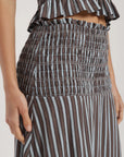 Falda larga mujer smock stripes café Froens