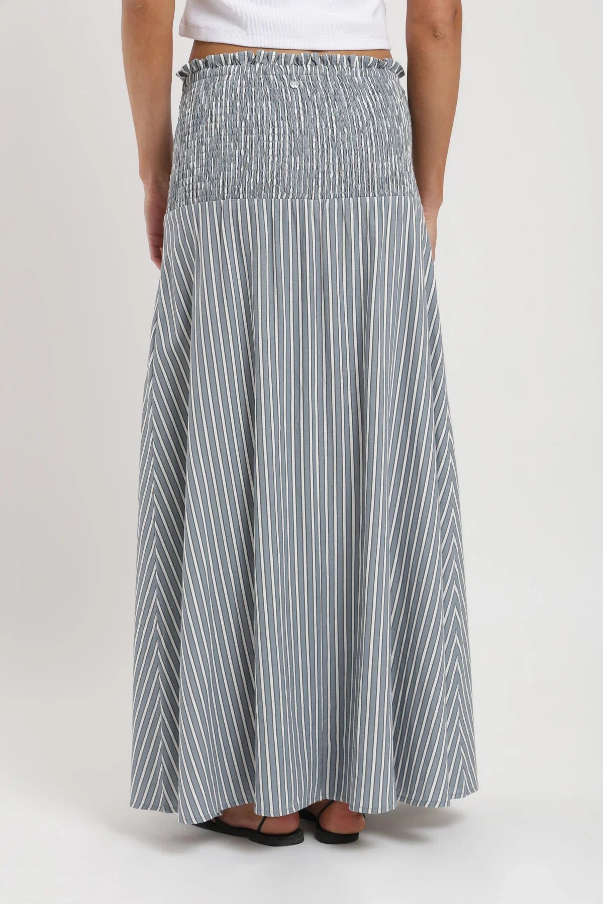 Falda larga Smock rayas gris Froens