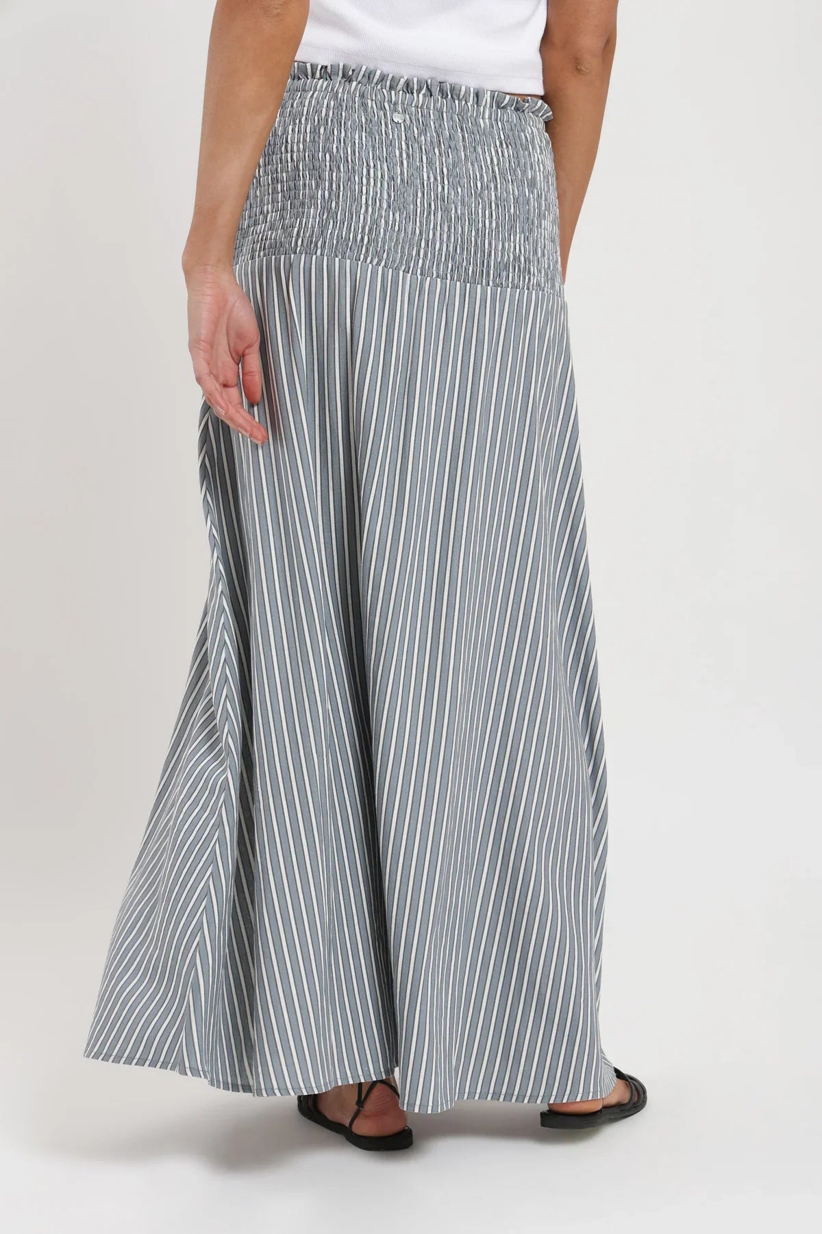 Falda larga Smock rayas gris Froens