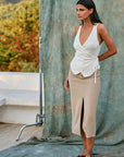 Falda larga Lisa beige - Lino - Frøens