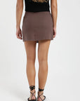 Falda corta Nudo café - Lino