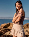 Falda corta Vuelo beige - Lino - Frøens