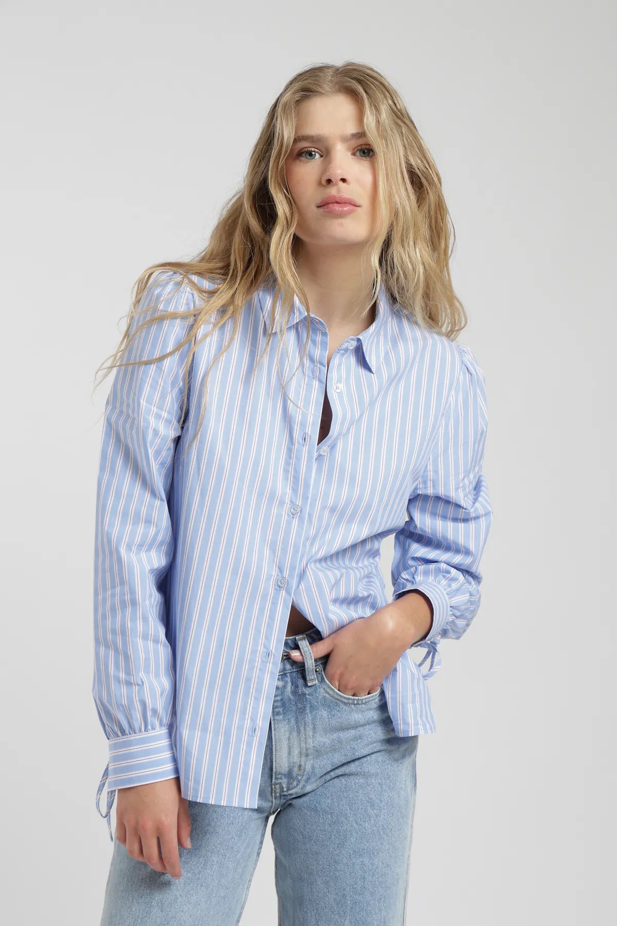 Blusa manga larga Poppy azul - Algodón orgánico - Frøens