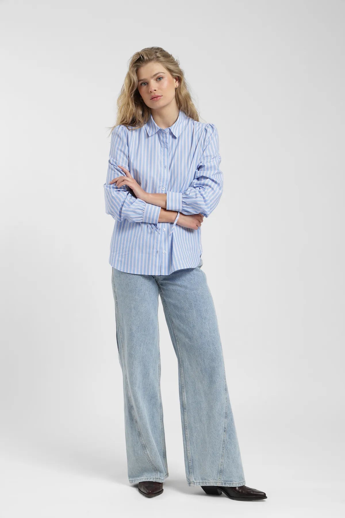 Blusa manga larga Poppy azul - Algodón orgánico - Frøens