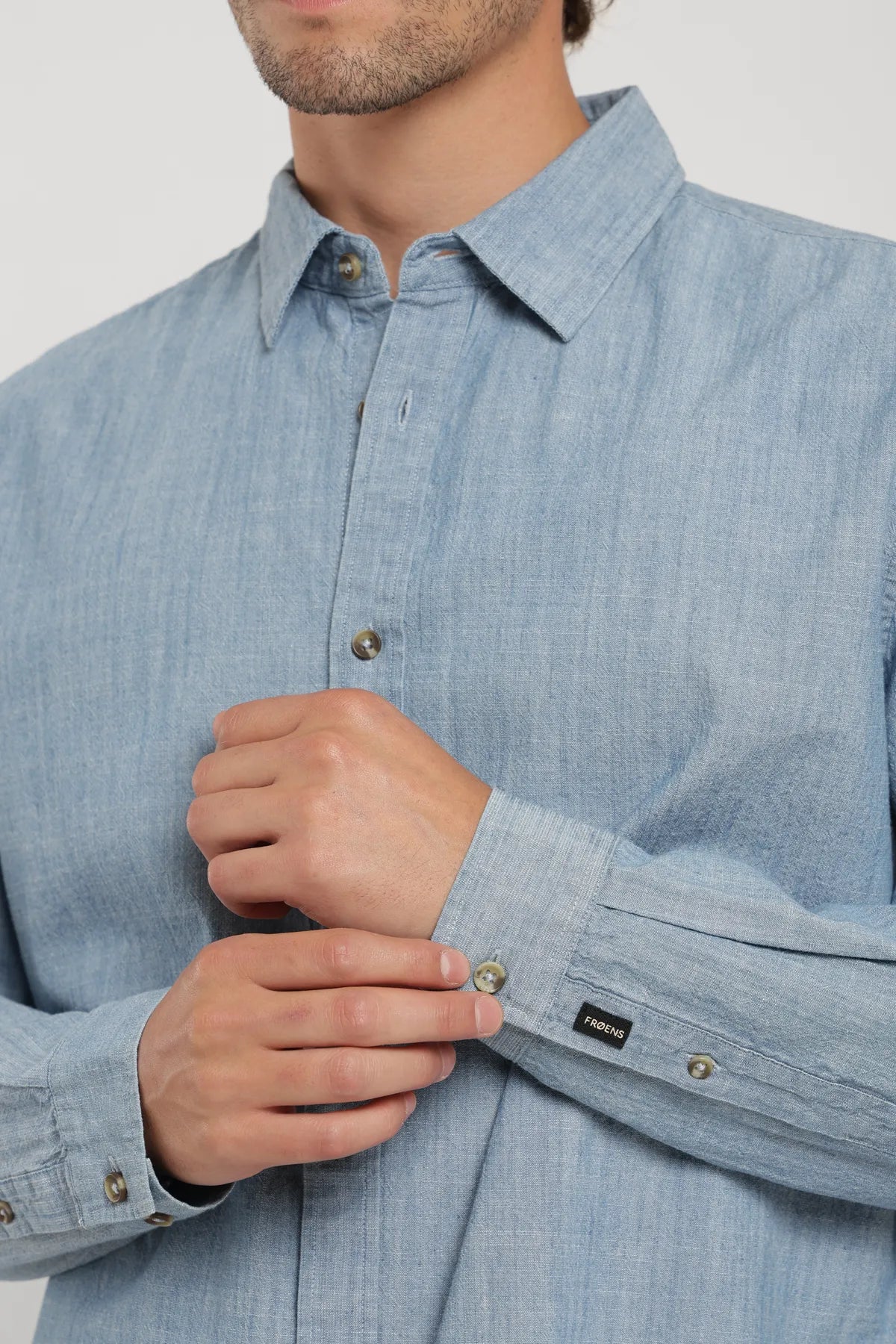 Camisa manga larga Chambray celeste - Algodón orgánico - Frøens