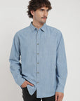 Camisa manga larga Chambray celeste - Algodón orgánico - Frøens