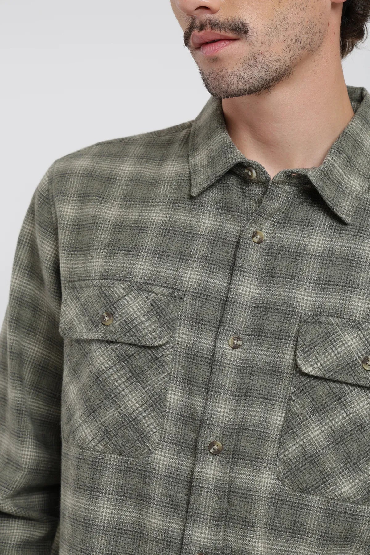 Camisa manga larga Franela verde - Algodón orgánico - Frøens