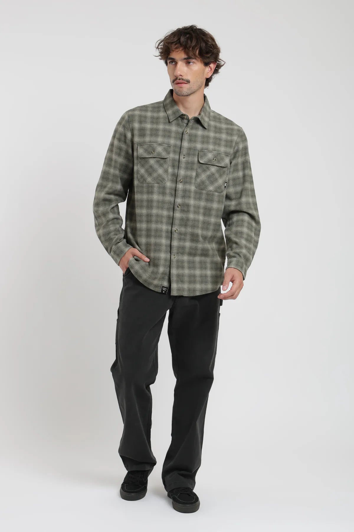 Camisa manga larga Franela verde - Algodón orgánico - Frøens