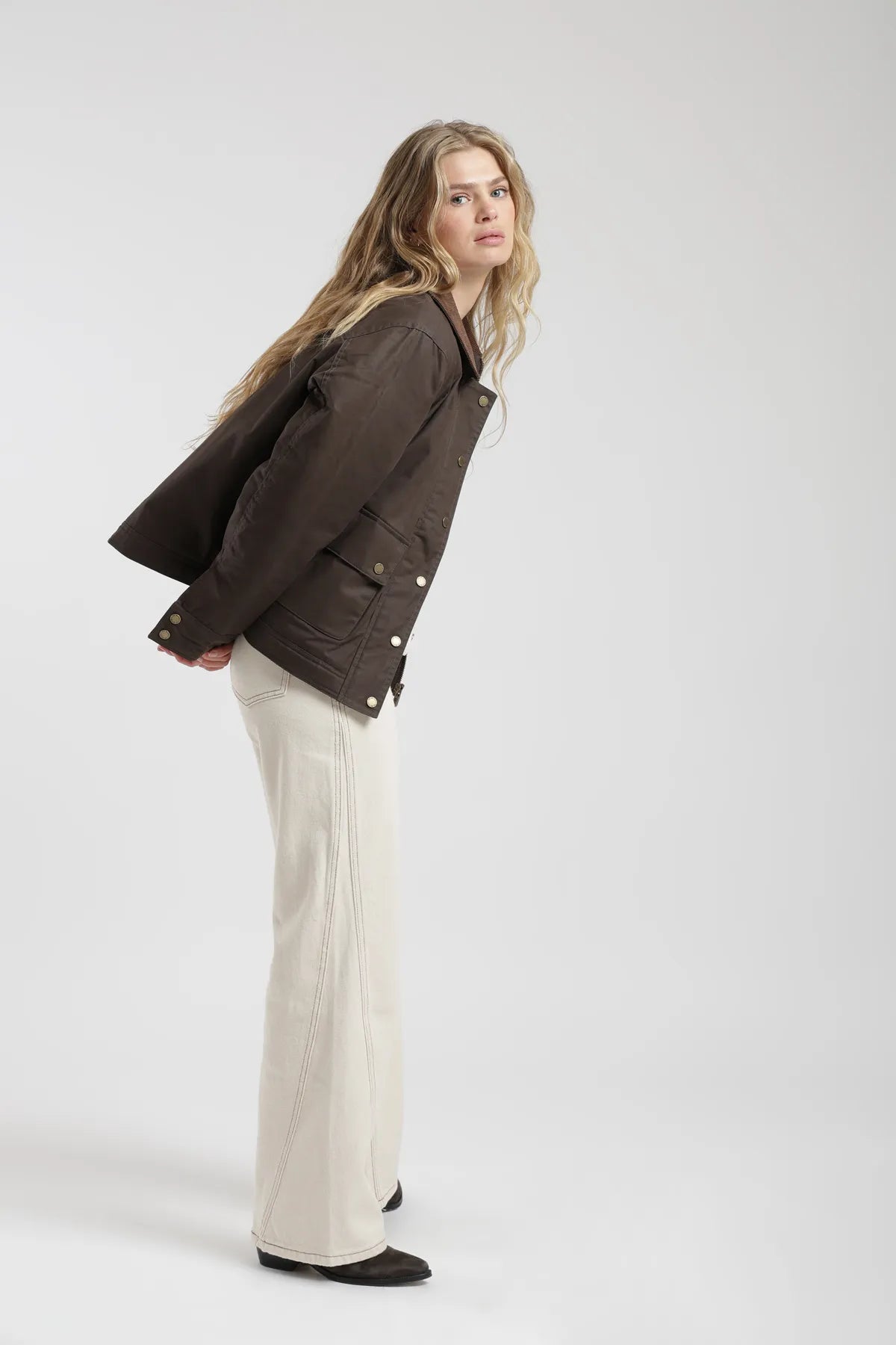 Chaqueta mujer Rocío café - Algodón orgánico waxed - Frøens