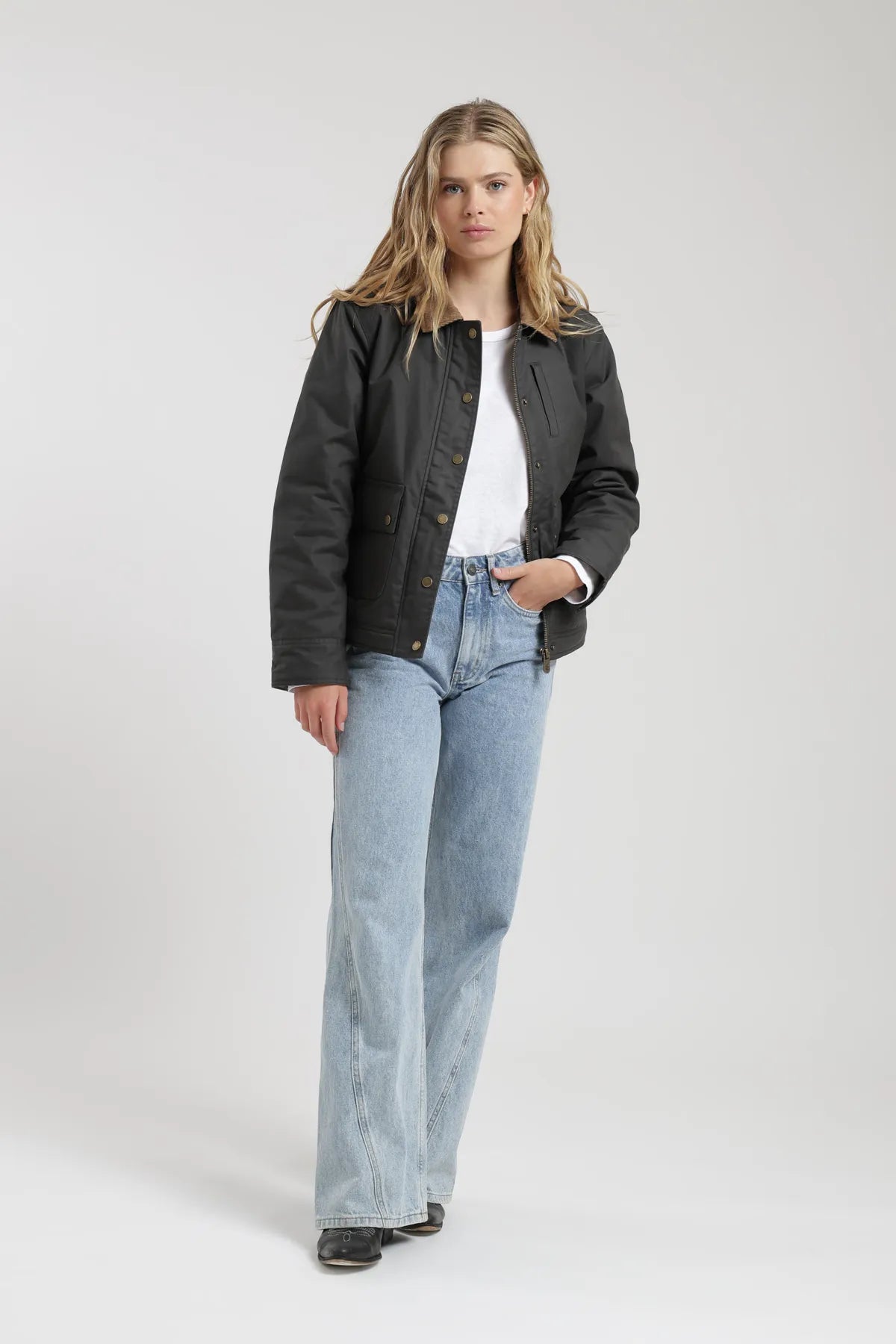 Chaqueta mujer Rocío olivo - Algodón orgánico waxed - Frøens