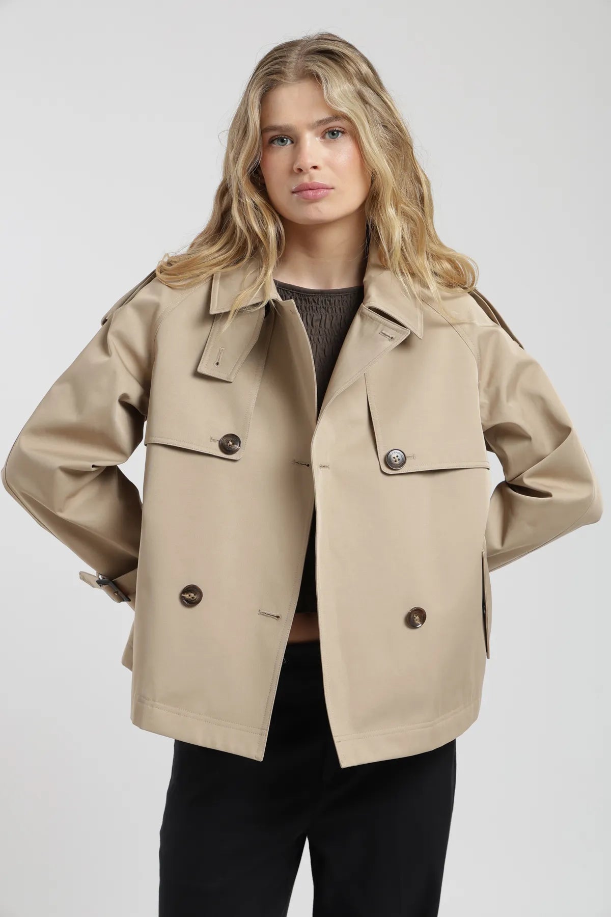 Chaqueta mujer Trench beige - Algodón orgánico - Frøens