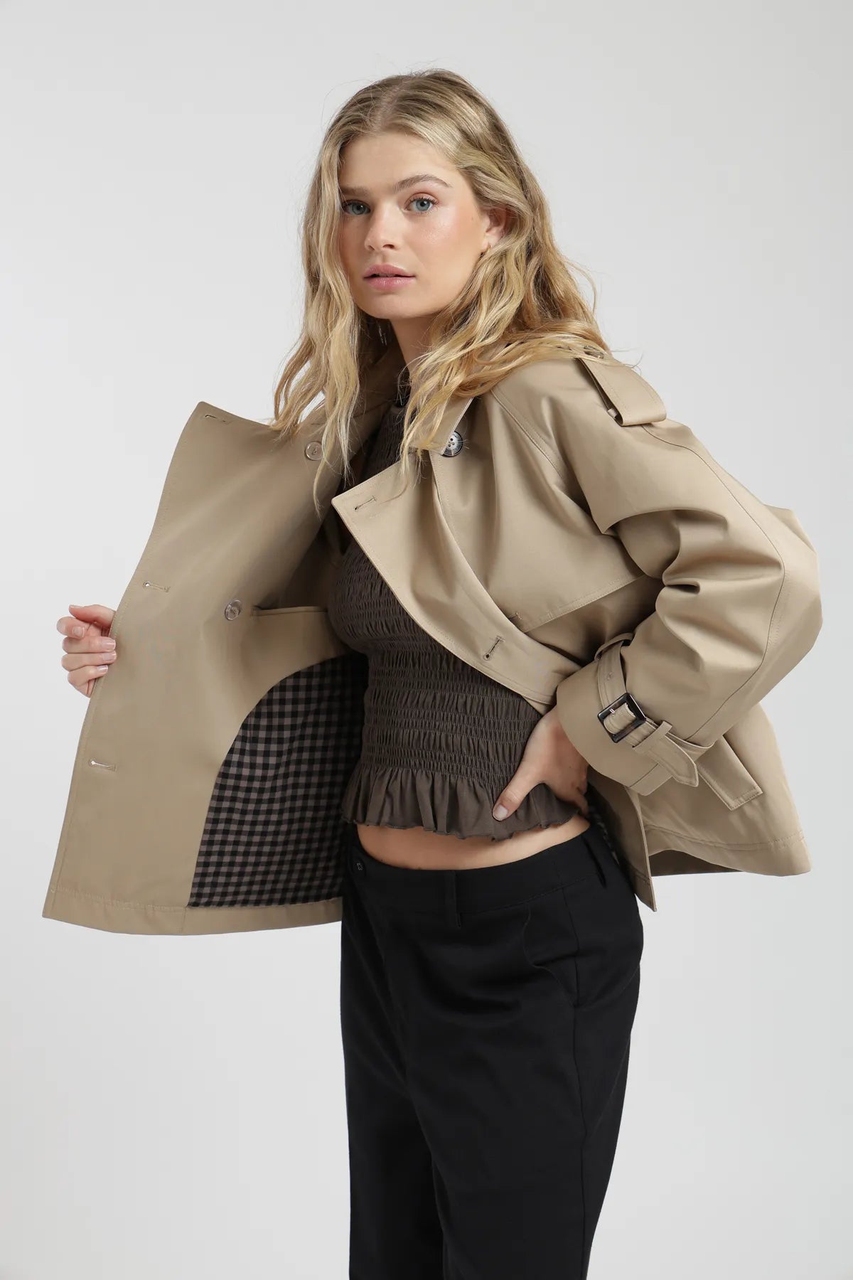 Chaqueta mujer Trench beige - Algodón orgánico - Frøens