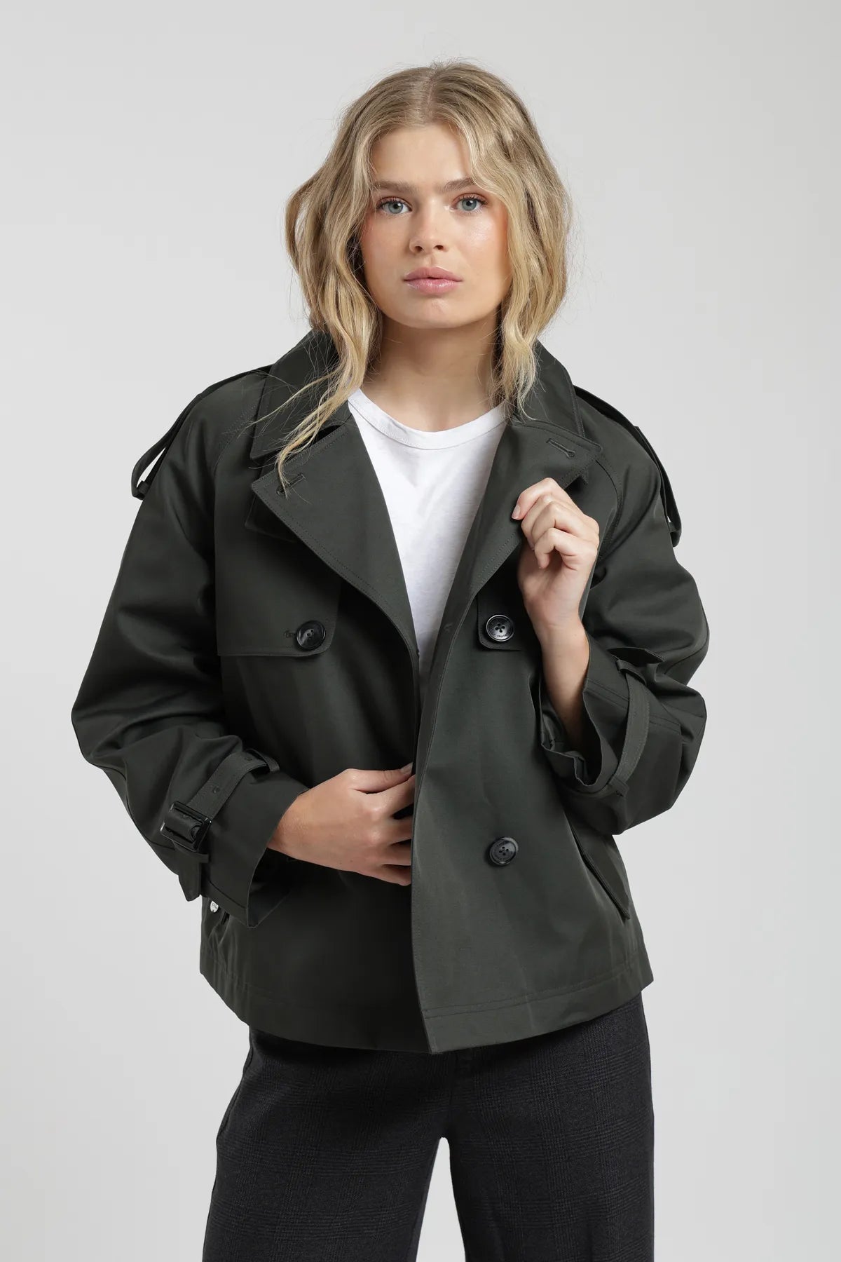 Chaqueta mujer Trench verde - Algodón orgánico - Frøens