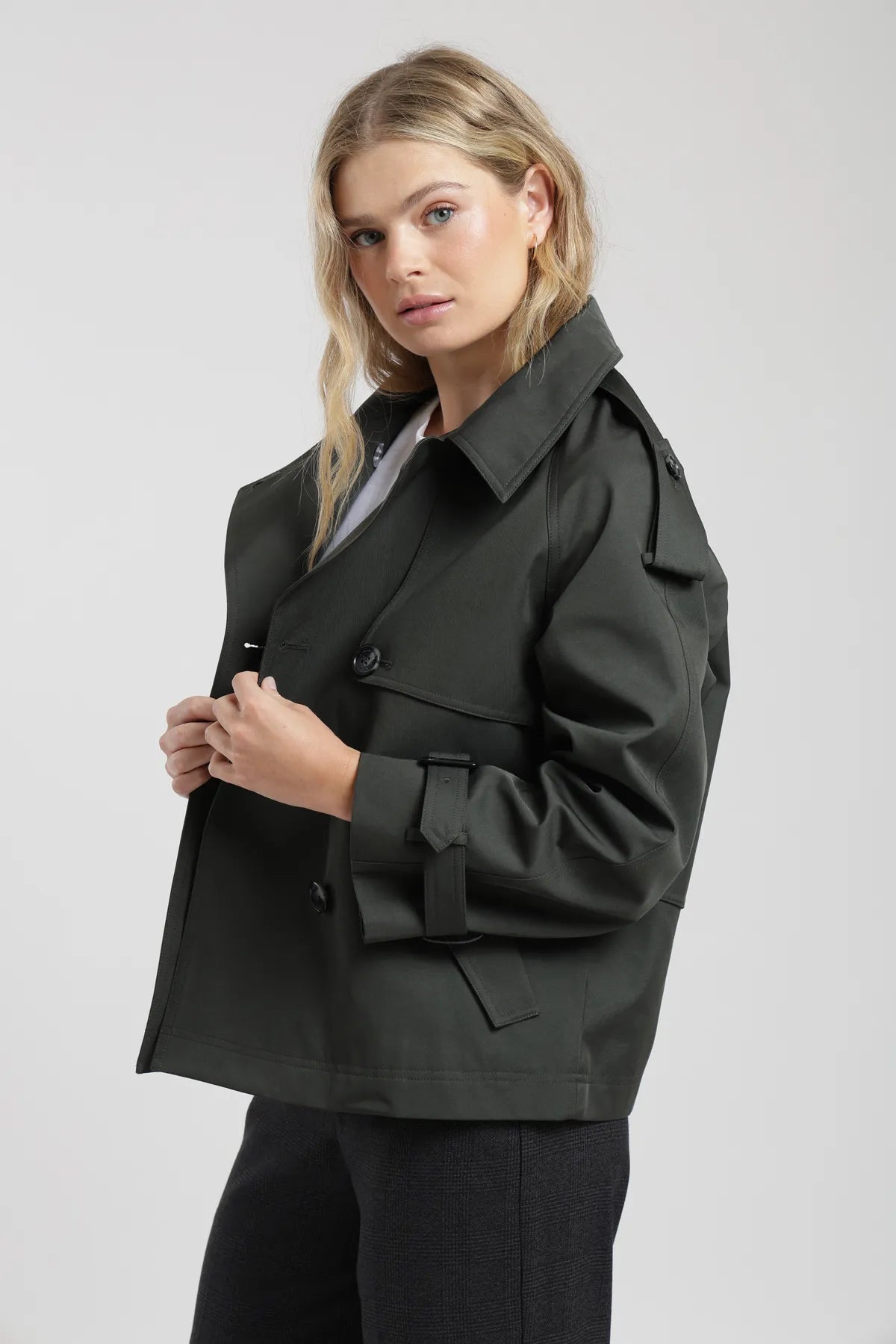 Chaqueta mujer Trench verde - Algodón orgánico - Frøens