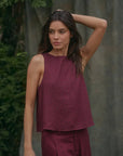 Blusa sin mangas Caulle rombos burdeo