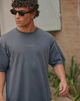 Polera manga corta hombre oversize azul