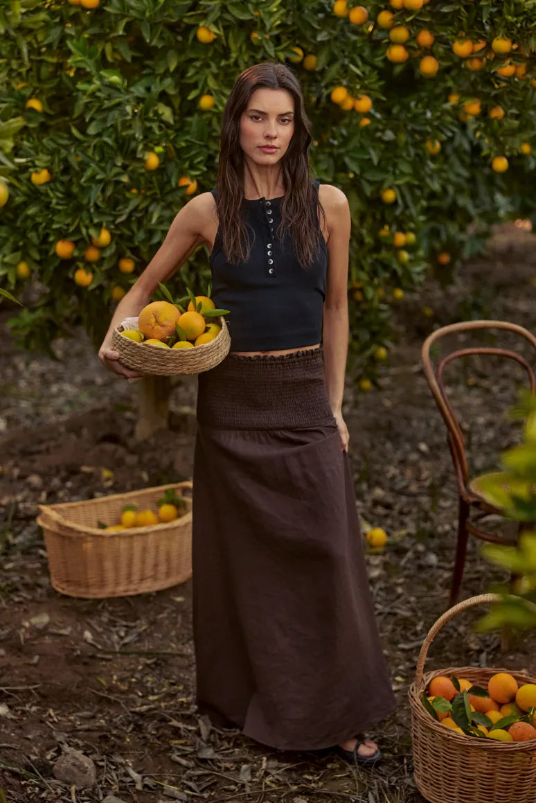 Falda larga smock café