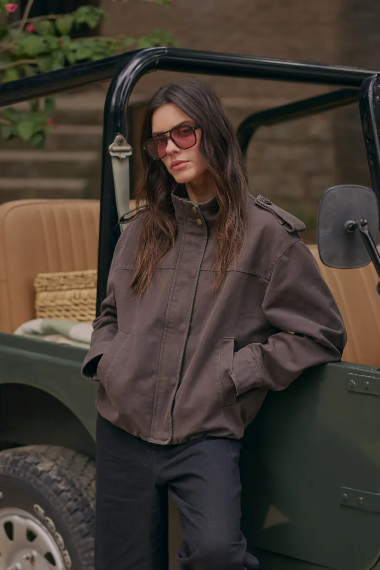 Chaqueta mujer bomber café